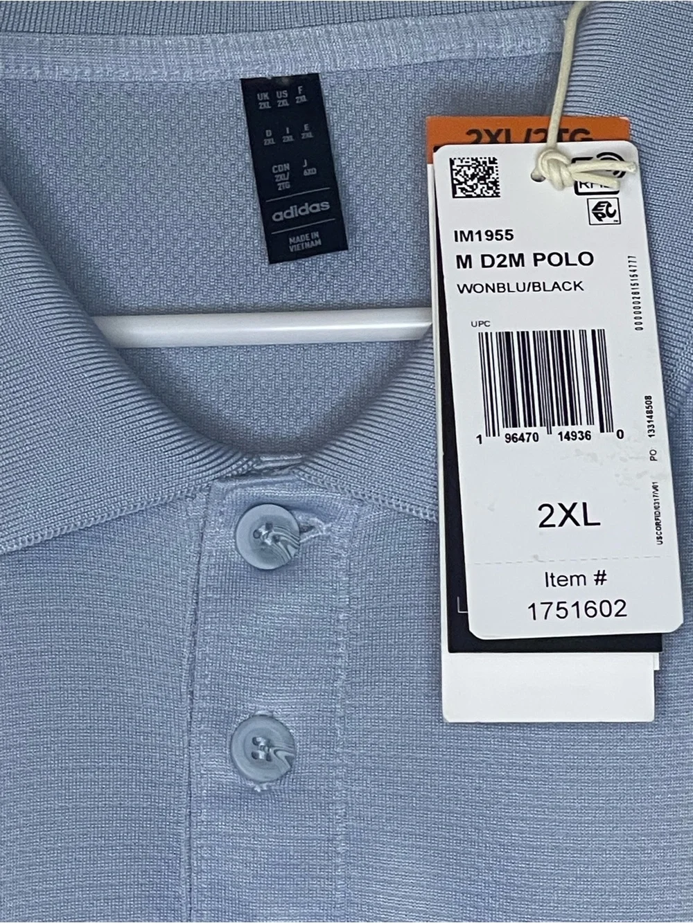 adidas Men’s Pale Blue Performance Polo